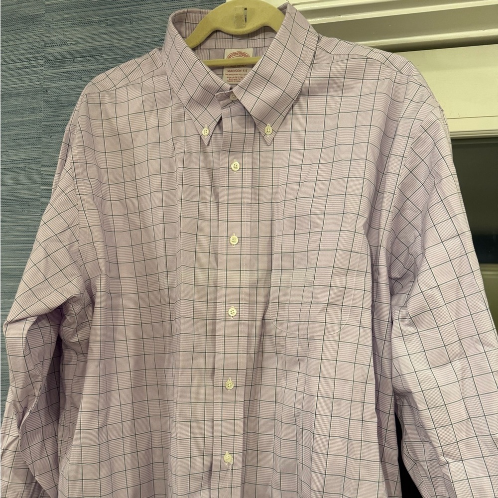 Brooks Brothers Madison Fit Lavender Checkered Button Down Shirt